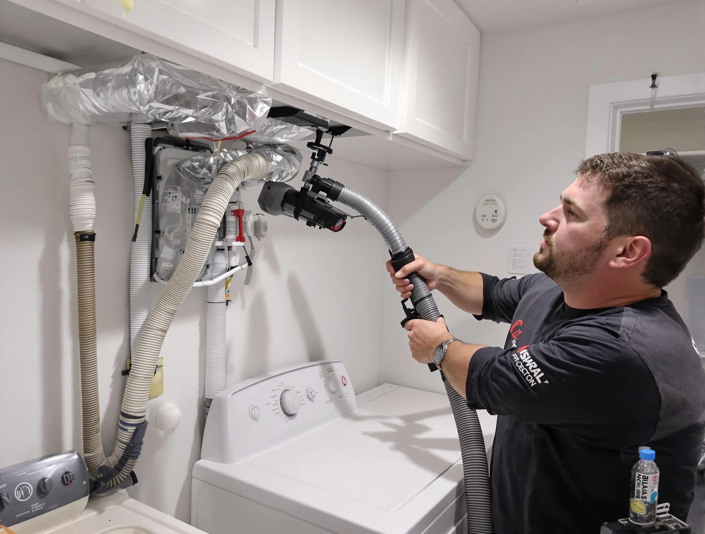 Ohio Dryer Vent Cleaning certified technician performing safety-focused gas dryer vent cleaning in Ohio