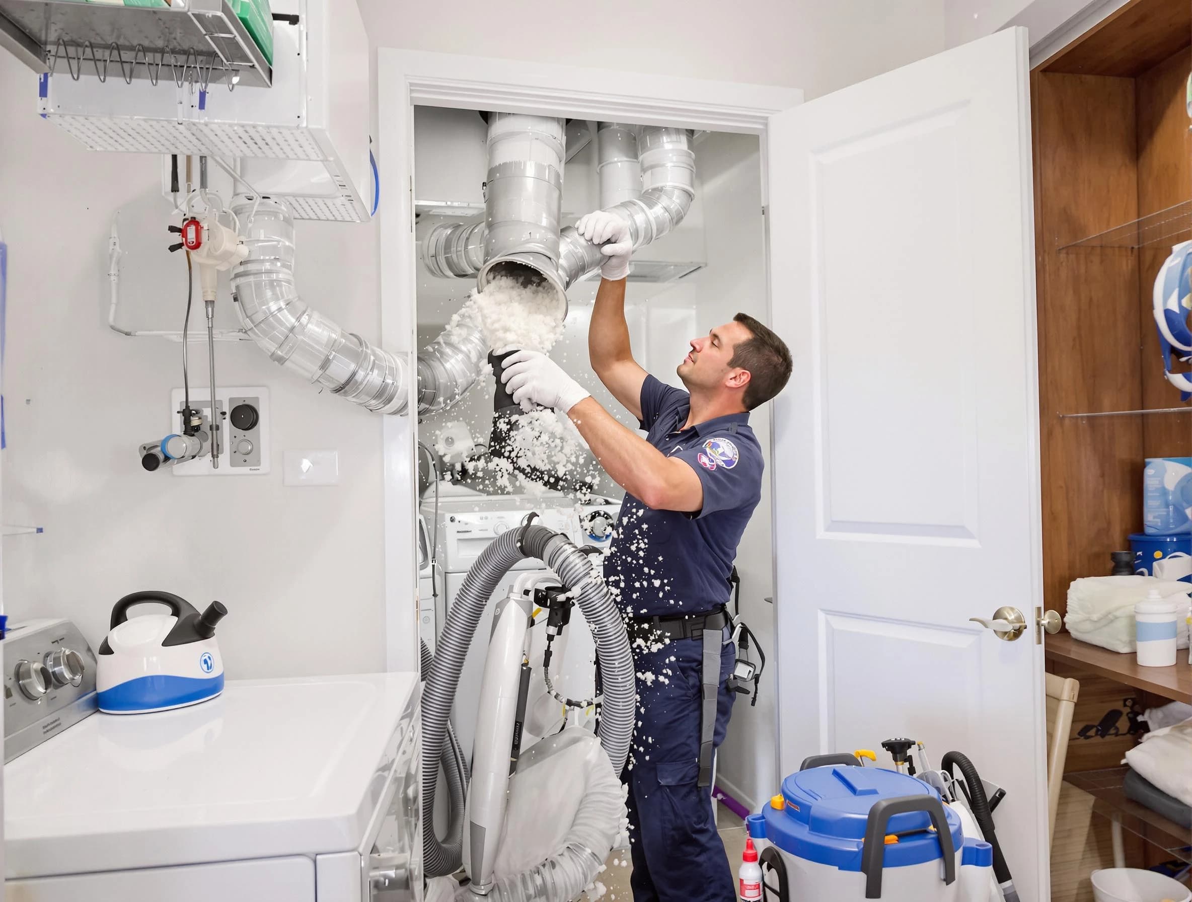 Ohio Dryer Vent Cleaning technician delivering thorough residential dryer vent cleaning service in Ohio