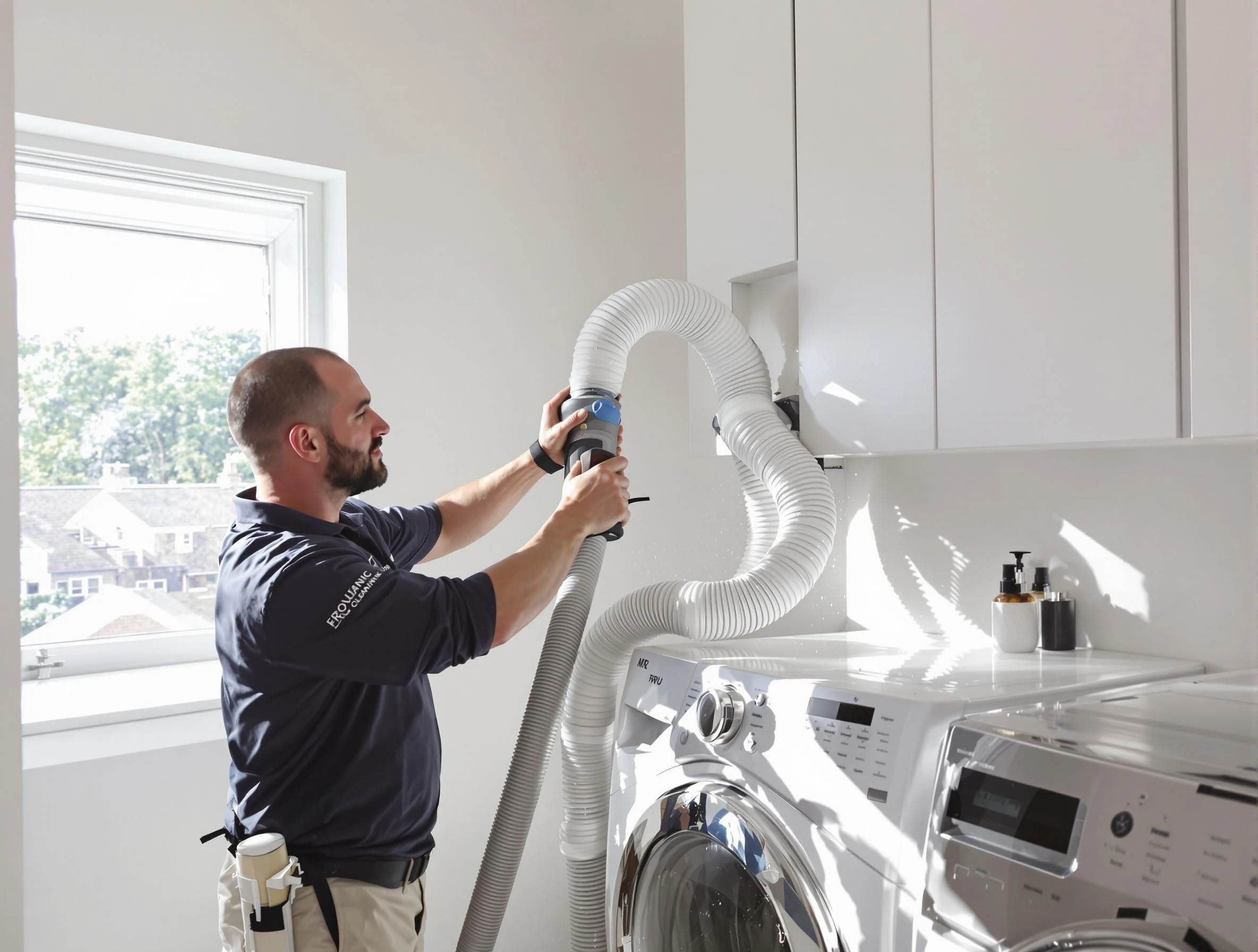 Certified Ohio Dryer Vent Cleaning technician performing dryer vent cleaning in Ohio