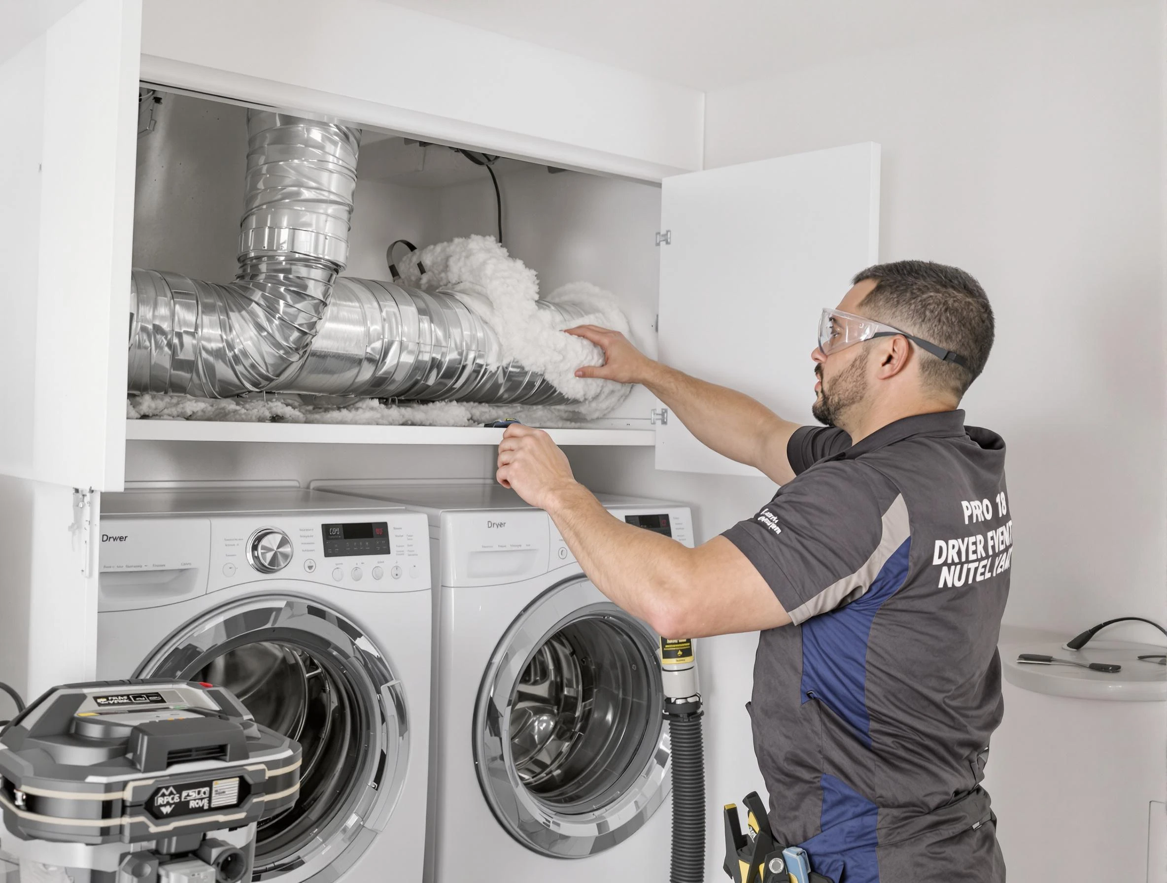 Ohio Dryer Vent Cleaning certified technician performing specialized gas dryer vent cleaning in Ohio